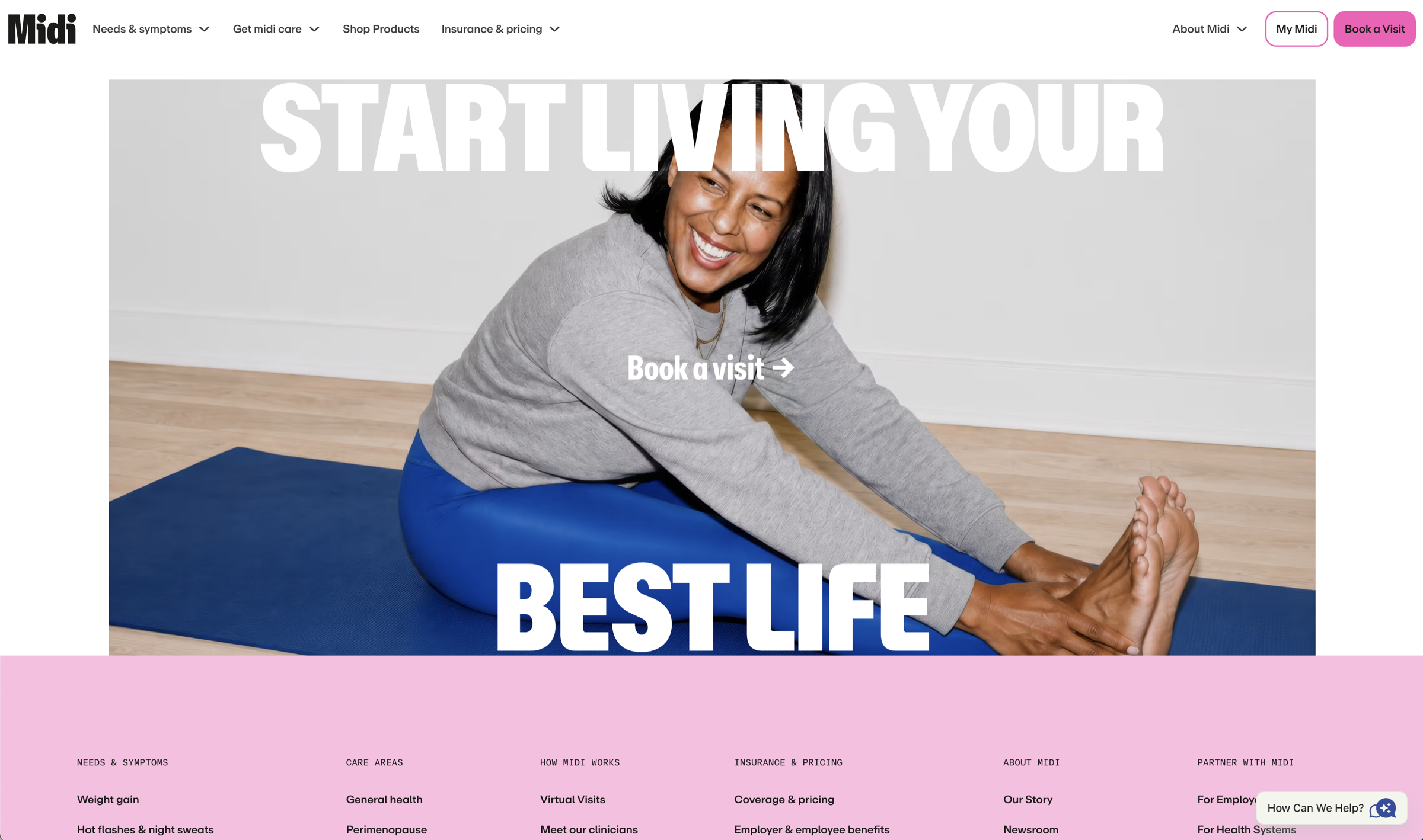 Midi website composition with an ambassador reclining under the words Start living your best life