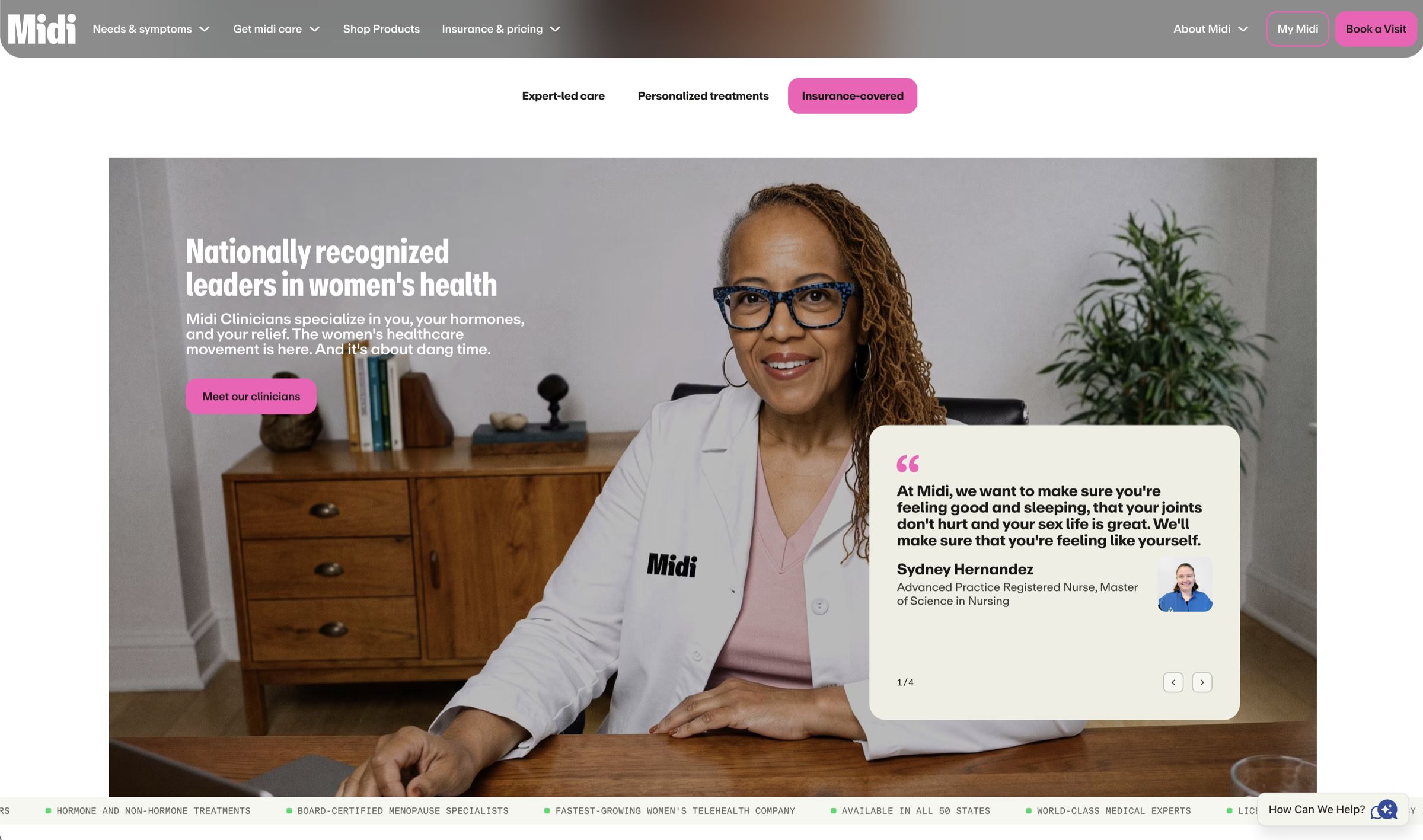 Final Midi website scene featuring a clinician in an office